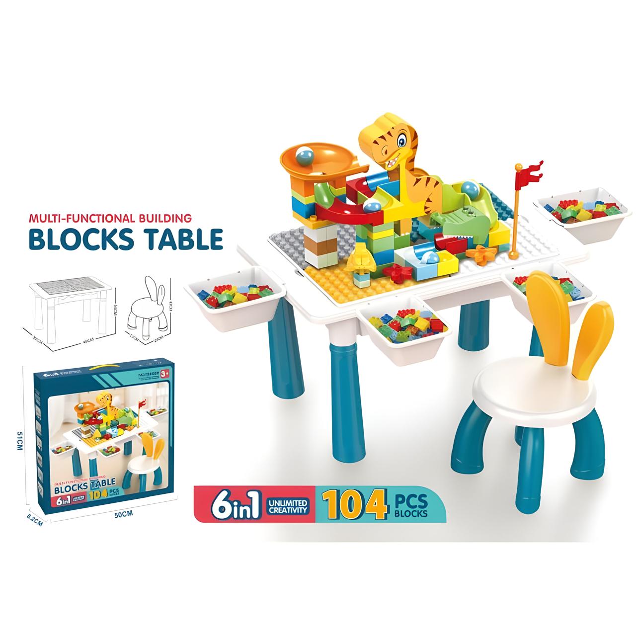 MESA LEGOS INCLUYE 1 SILLA Y LEGOS 104 PZ BLOCKS MULTICOLOR - 2