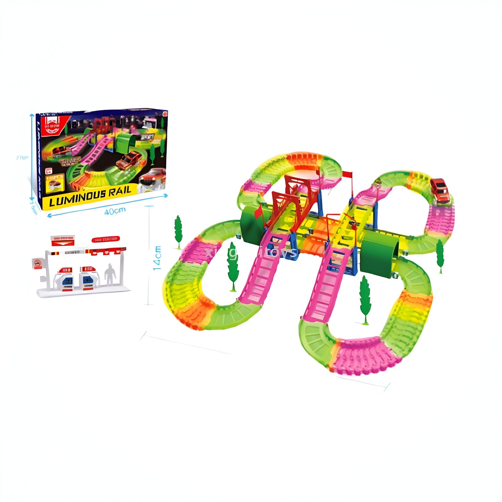 PISTA RIEL DE CARRERA LUMINOSO GRANDE 135PC - 4