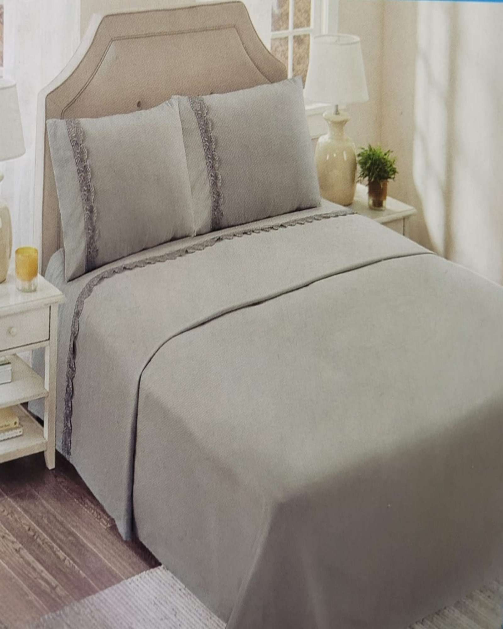 Juego de Sábanas King Stripes Gris 300 Hilos