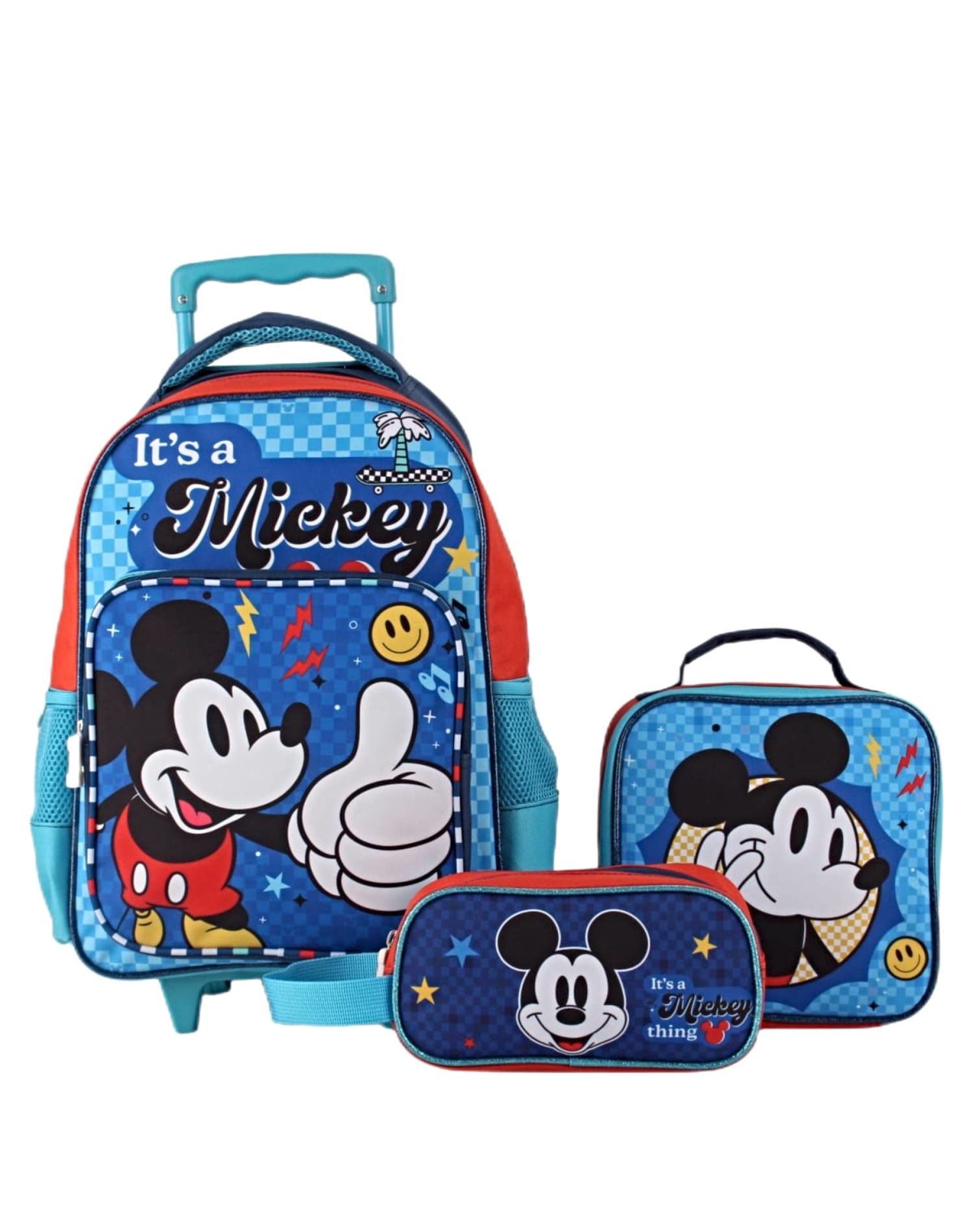 MOCHILA ESCOLAR CON RUEDAS INFANTIL MAS ESTUCHE Y LONCHERA - 1