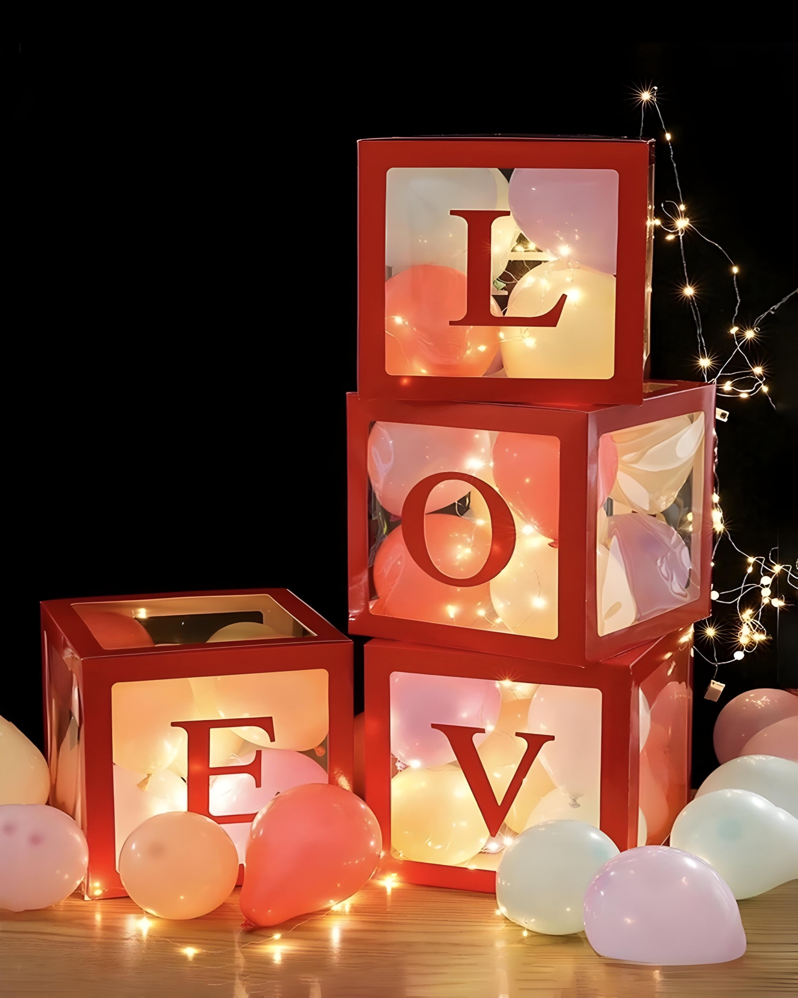 CAJA CON DECORACION LOVE SAN VALENTIN ROJO - 1