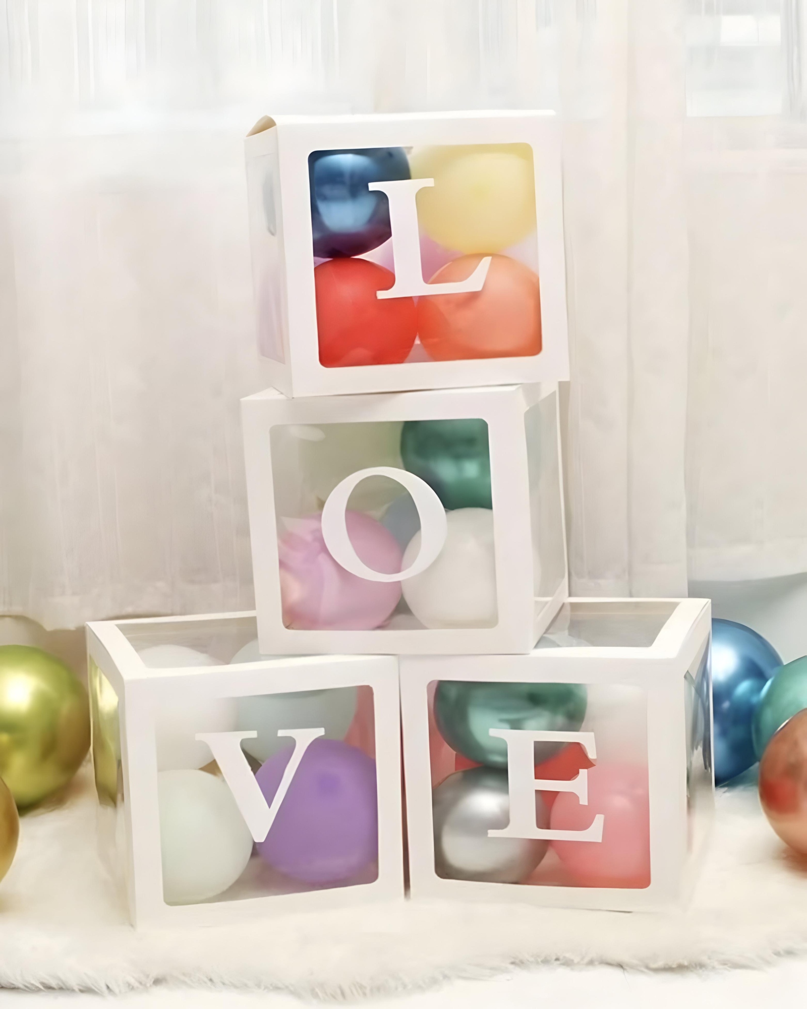 CAJA CON DECORACION LOVE SAN VALENTIN BLANCA - 7