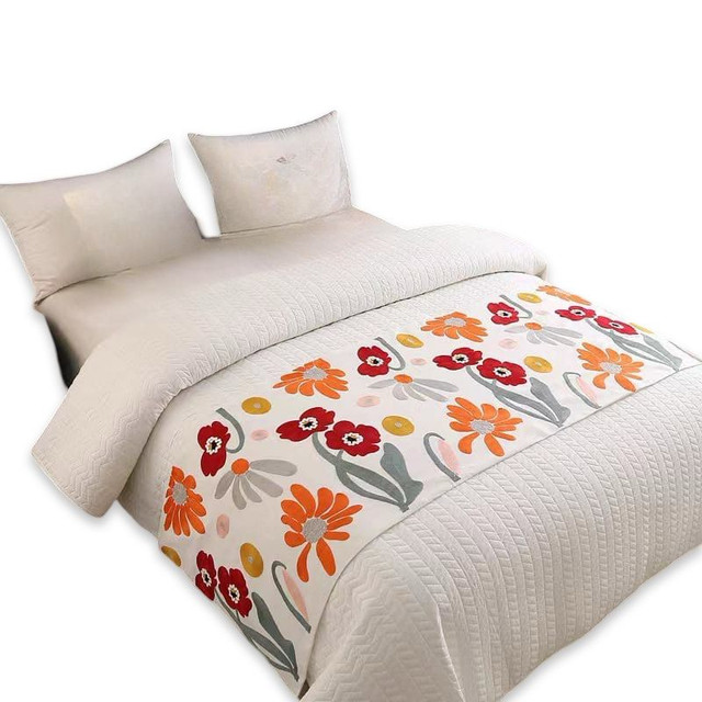 PIECERA DE CAMA BORDADA DECORATIVA 60X200 CM - 3