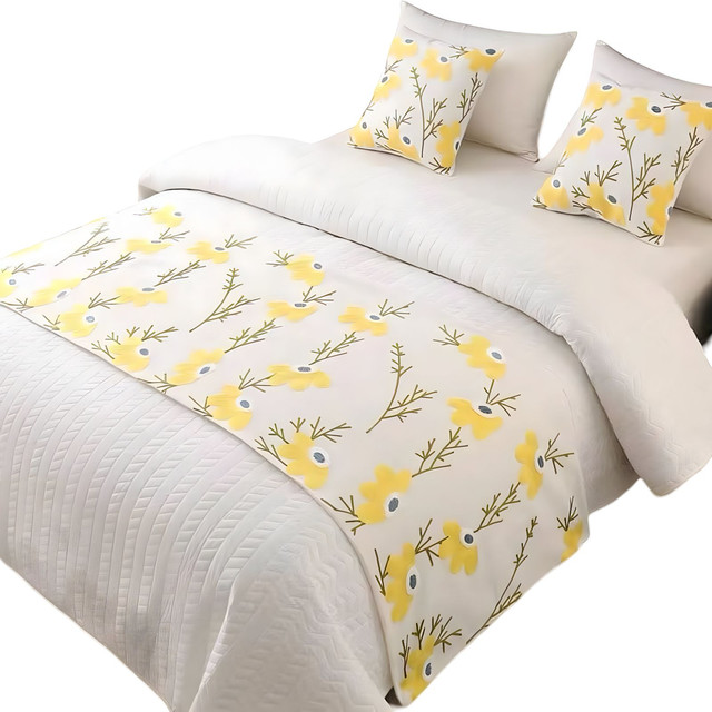 PIECERA DE CAMA MAS 2 FUNDAS BORDADA DECORATIVA 60X200 CM - 2
