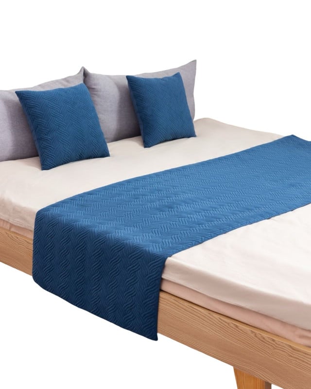 PIECERA DE CAMA DECORATIVA MODELO PLUSH AZUL - 3