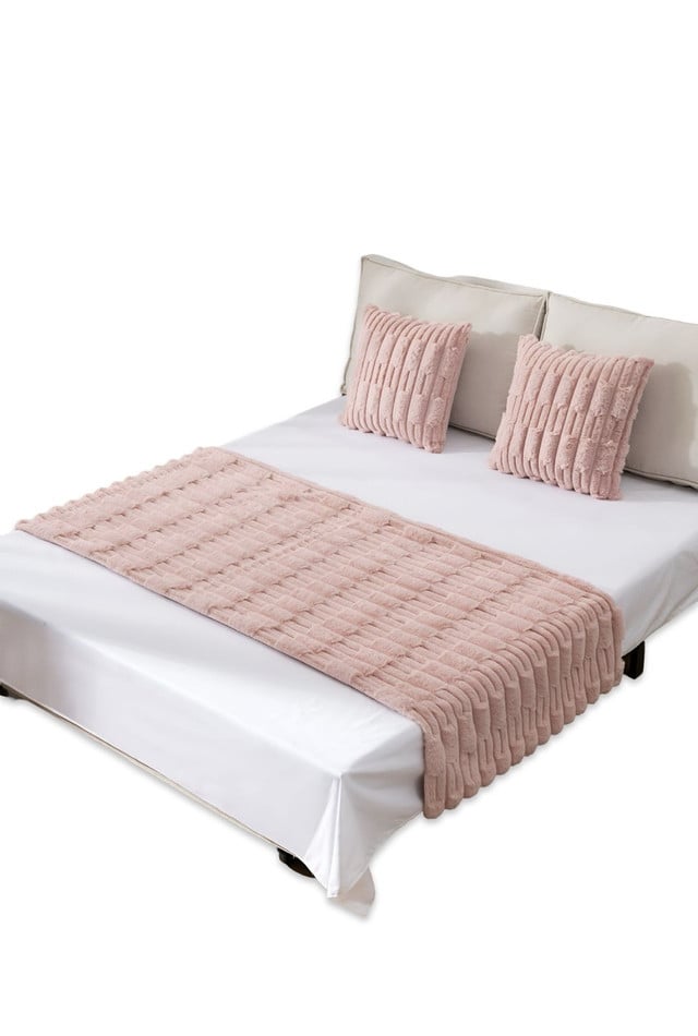 JUEGO DE PIECERA DE CAMA CON 2 FUNDAS MODELO BAMBÚ ROSADO - 3