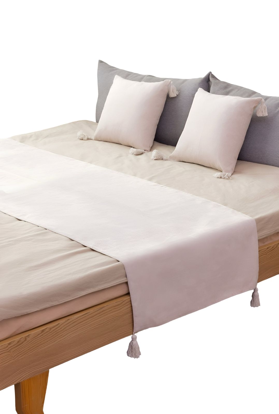 JUEGO DE PIECERA DE CAMA MAS 2 COJIN CON FUNDAS MODELO PLUSH BLANCA - 3