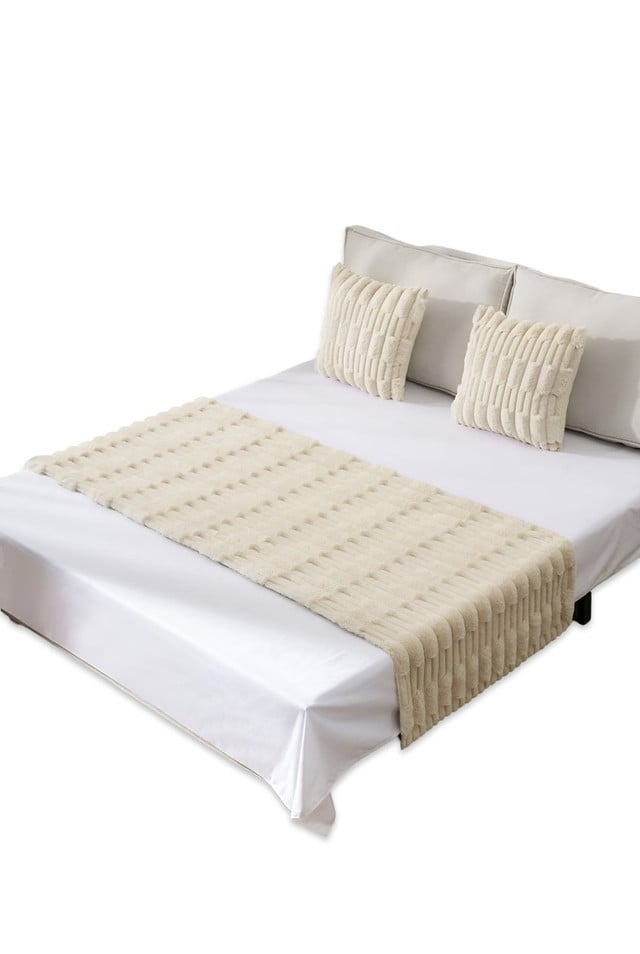PIECERA DE CAMA DECORATIVA MODELO BAMBÚ BEIGE - 3