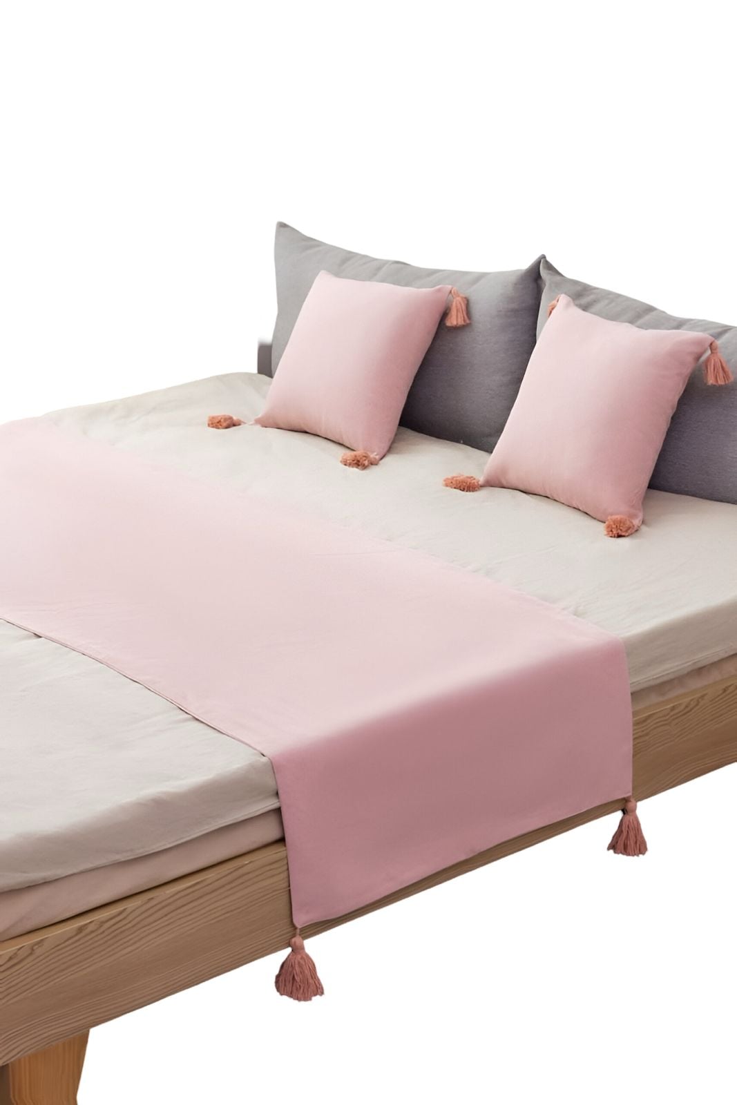 PIECERA DE CAMA DECORATIVA MODELO LINO ROSADO - 2