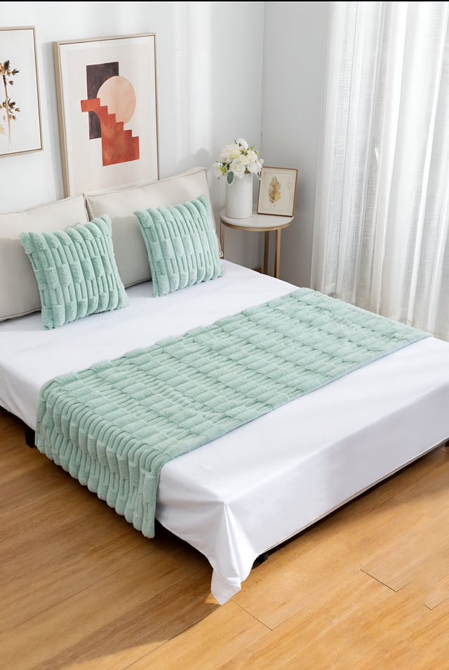 PIECERA DE CAMA DECORATIVA MODELO BAMBÚ VERDE MENTA - 1