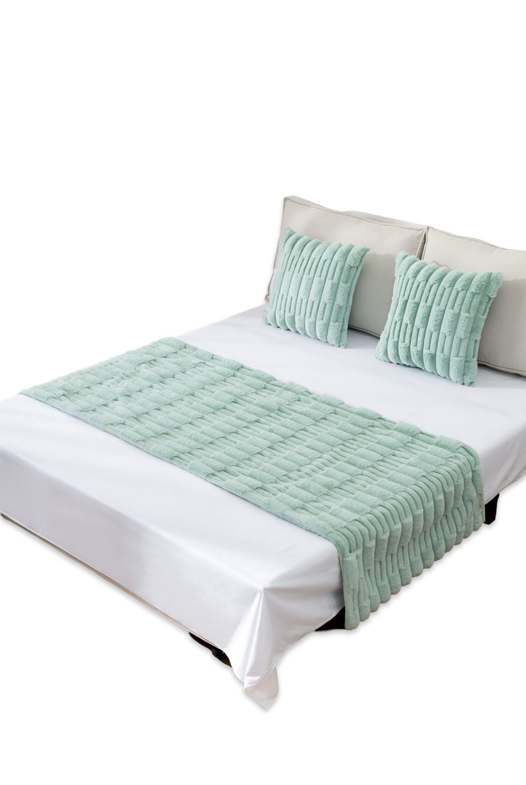 PIECERA DE CAMA DECORATIVA MODELO BAMBÚ VERDE MENTA - 2