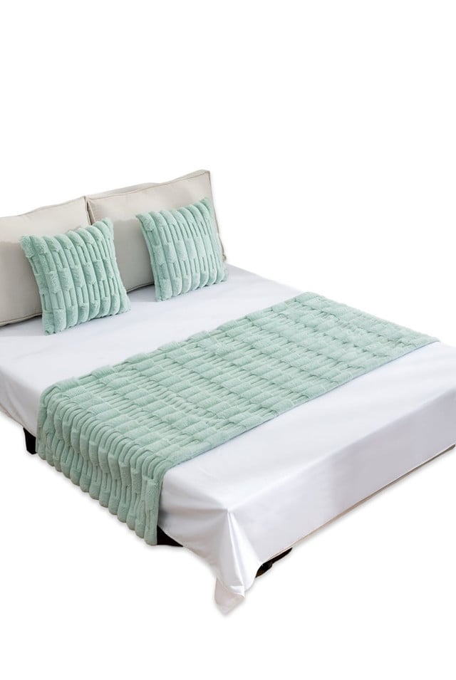 PIECERA DE CAMA DECORATIVA MODELO BAMBÚ VERDE MENTA - 3