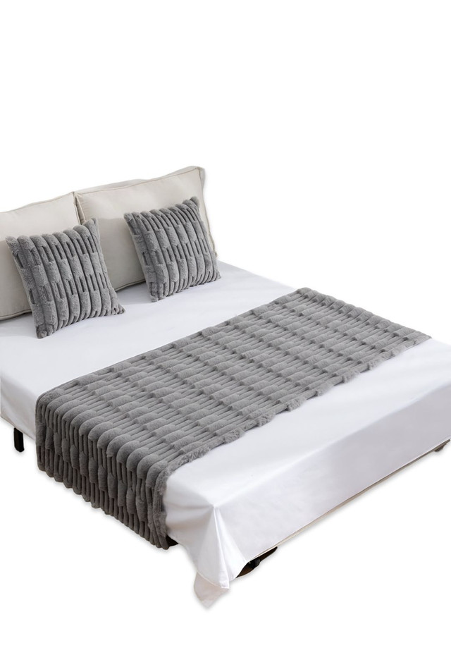 PIECERA DE CAMA DECORATIVA MODELO BAMBÚ GRIS - 3