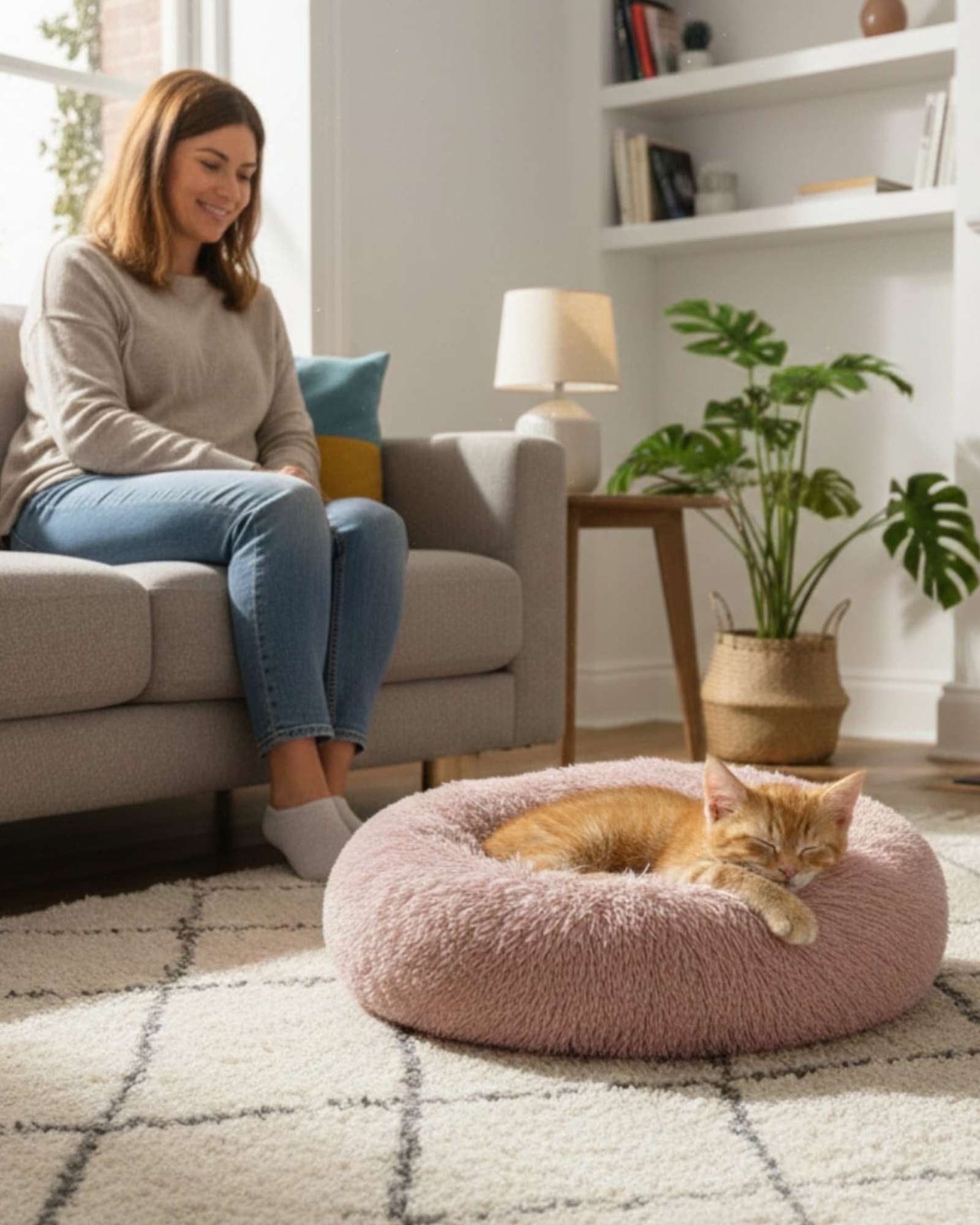 CAMA COJIN CHIPORRO REDONDO 50CM ROSA - 4