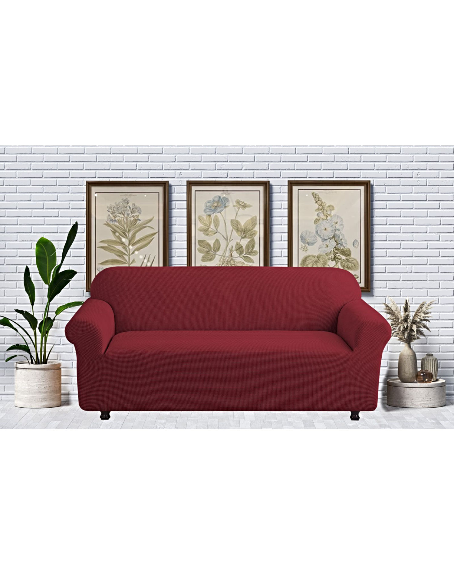 FUNDA PARA SOFA CUADRILLE DE 3 CUERPO BURDEO - 3