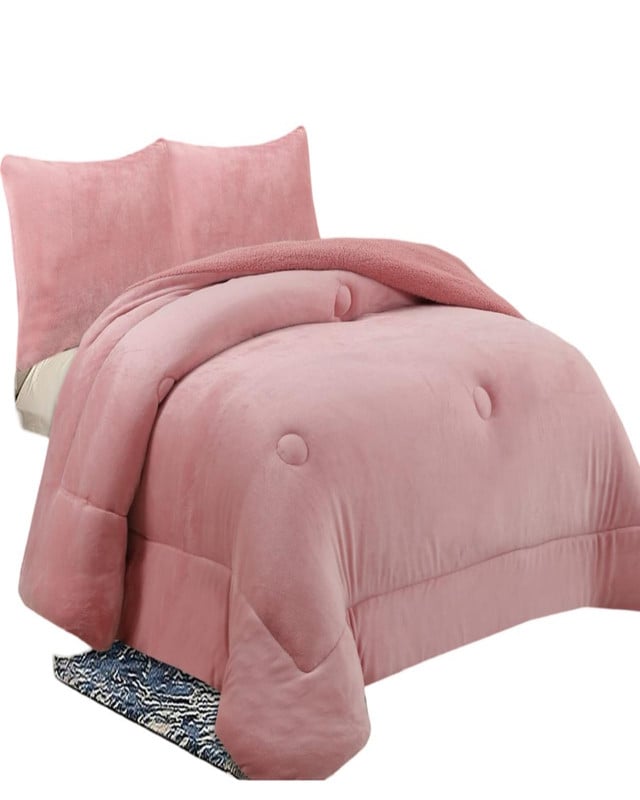 PLUMÓN CUBRECAMA CON  CHIPORRO INVIERNO 2 PLAZAS ROSA - 1