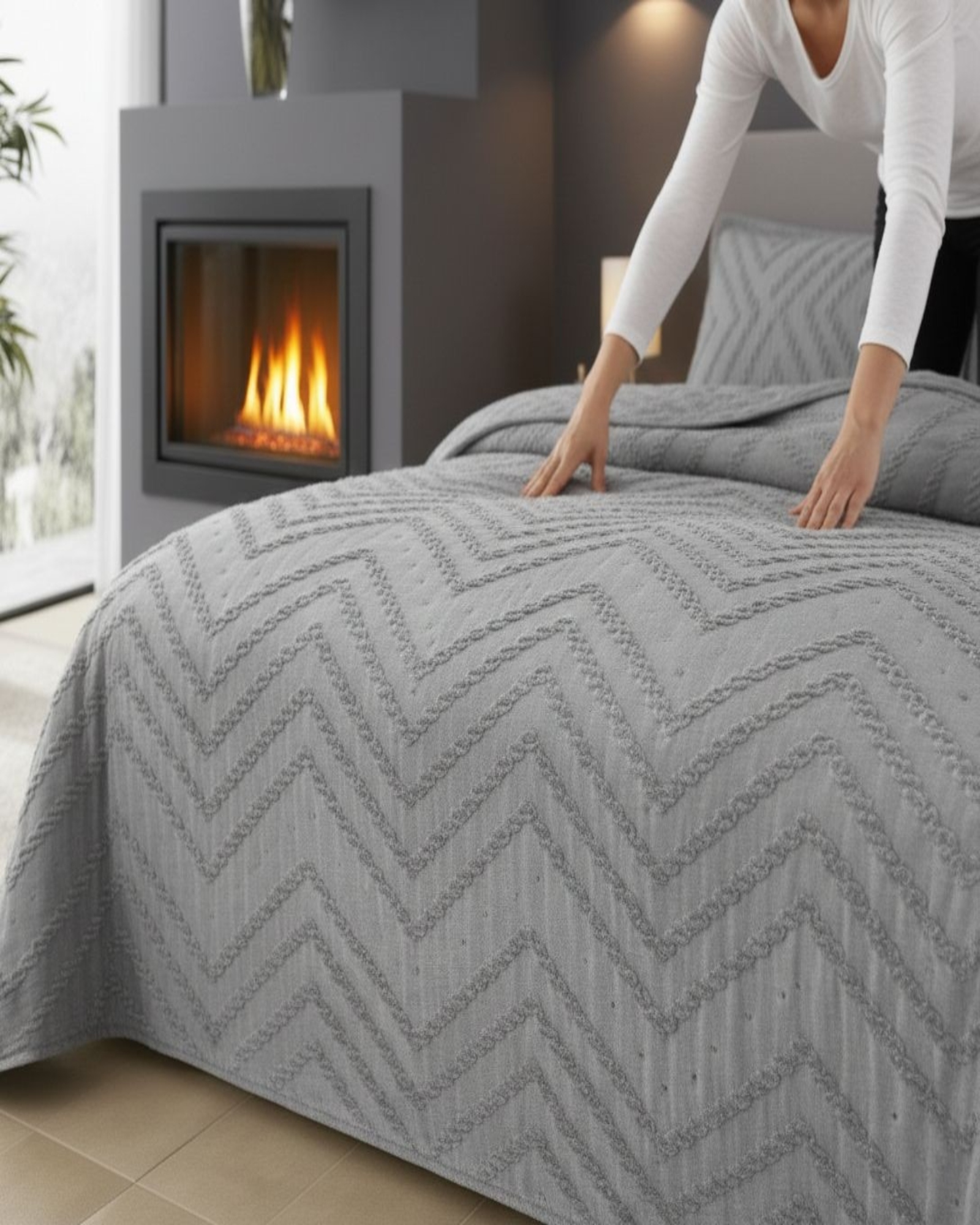 COBERTOR DE LUJO QUILT VERANO 2 PLAZAS GRIS - 2