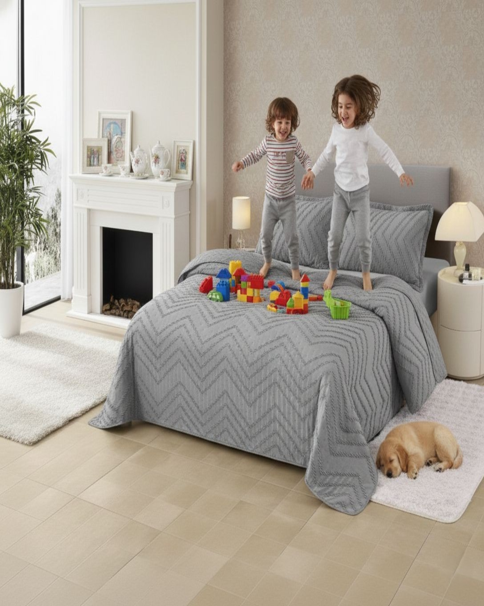 COBERTOR DE LUJO QUILT VERANO 2 PLAZAS GRIS - 3