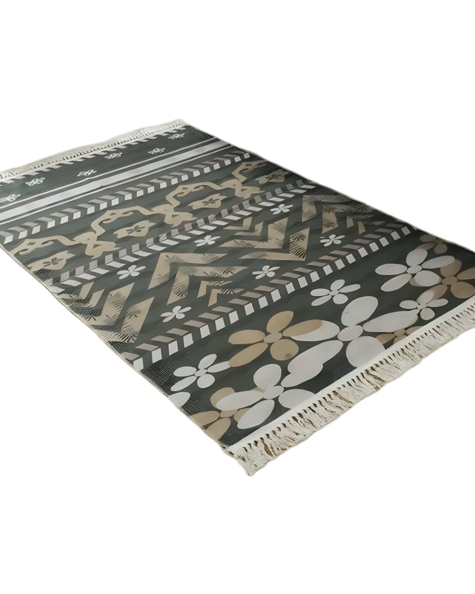 ALFOMBRAS DE LINO 160 X 200 ELEGANTES CON FLECOS - 1