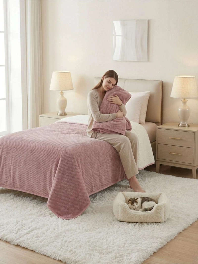 FRAZADA CON CHIPORRO ELEGANTE 2 PLAZA 200X230CM ROSA - 5