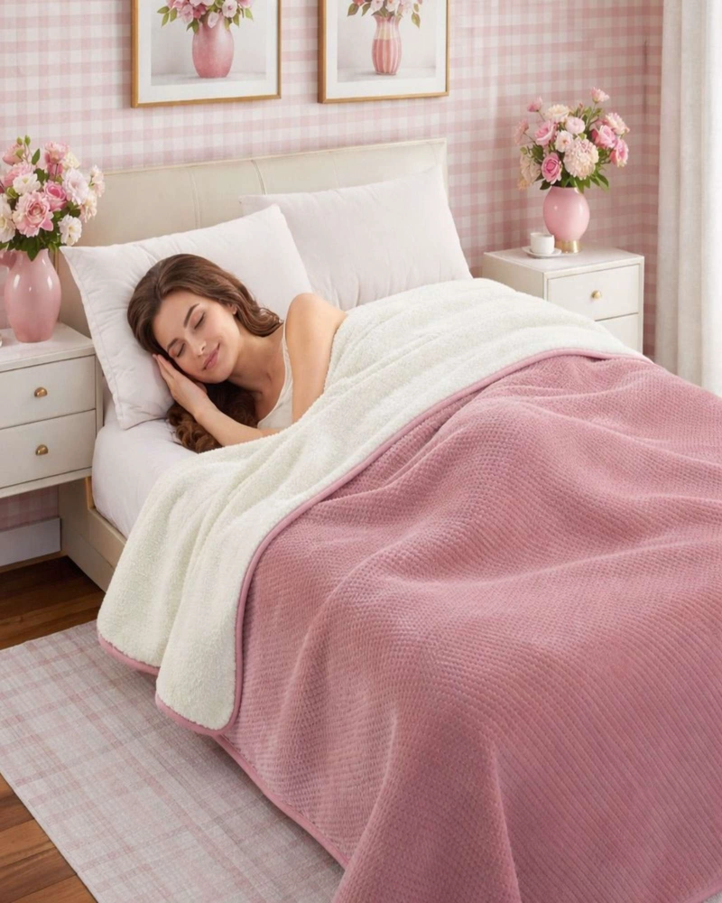 FRAZADA CON CHIPORRO ELEGANTE  KING 230X250CM ROSA - 1