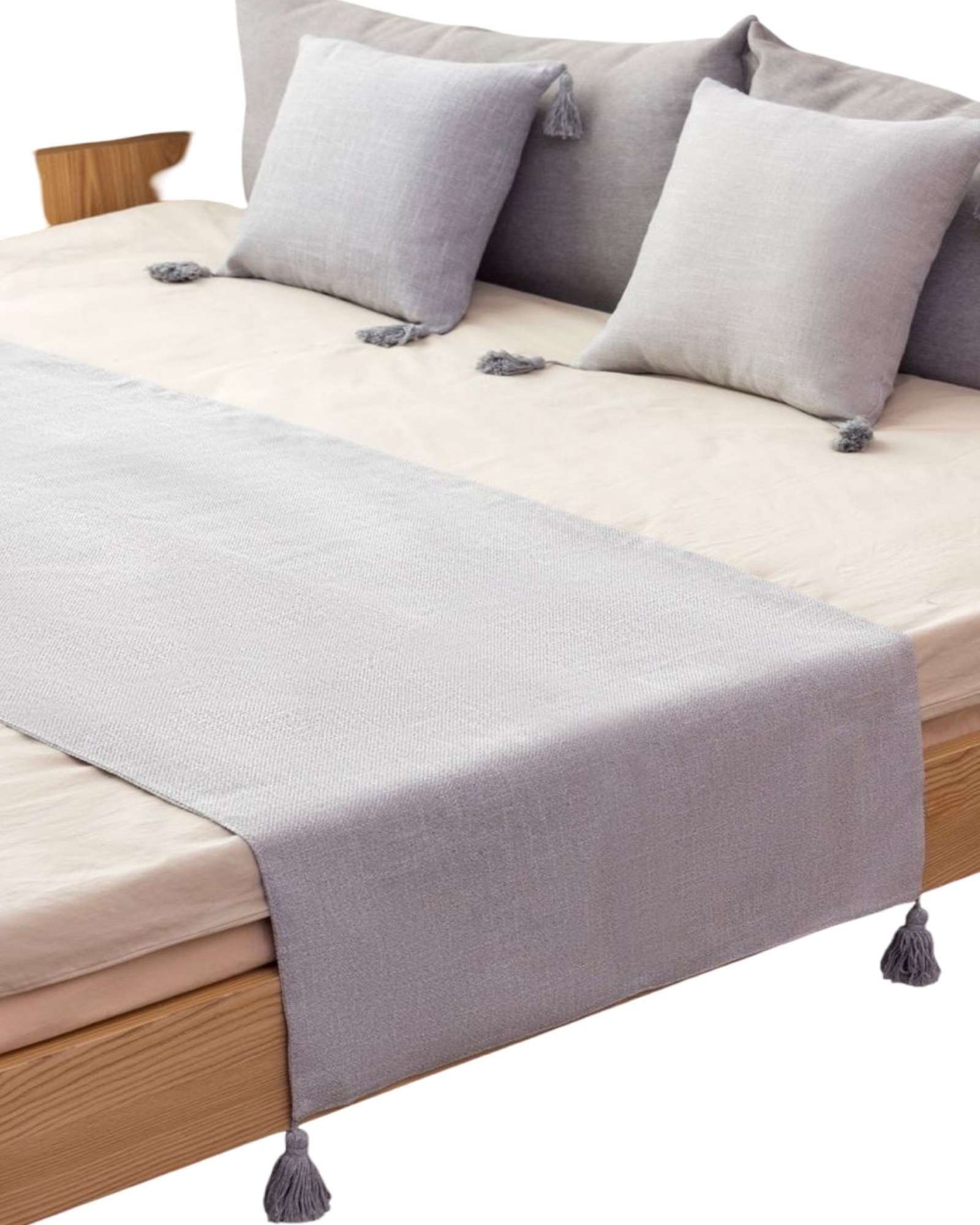 PIECERA SIN FUNDAS CON POMPONES GRIS - 2