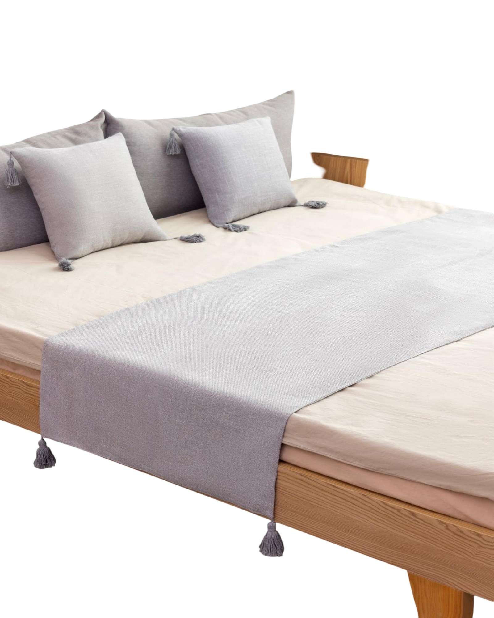 PIECERA SIN FUNDAS CON POMPONES GRIS - 3