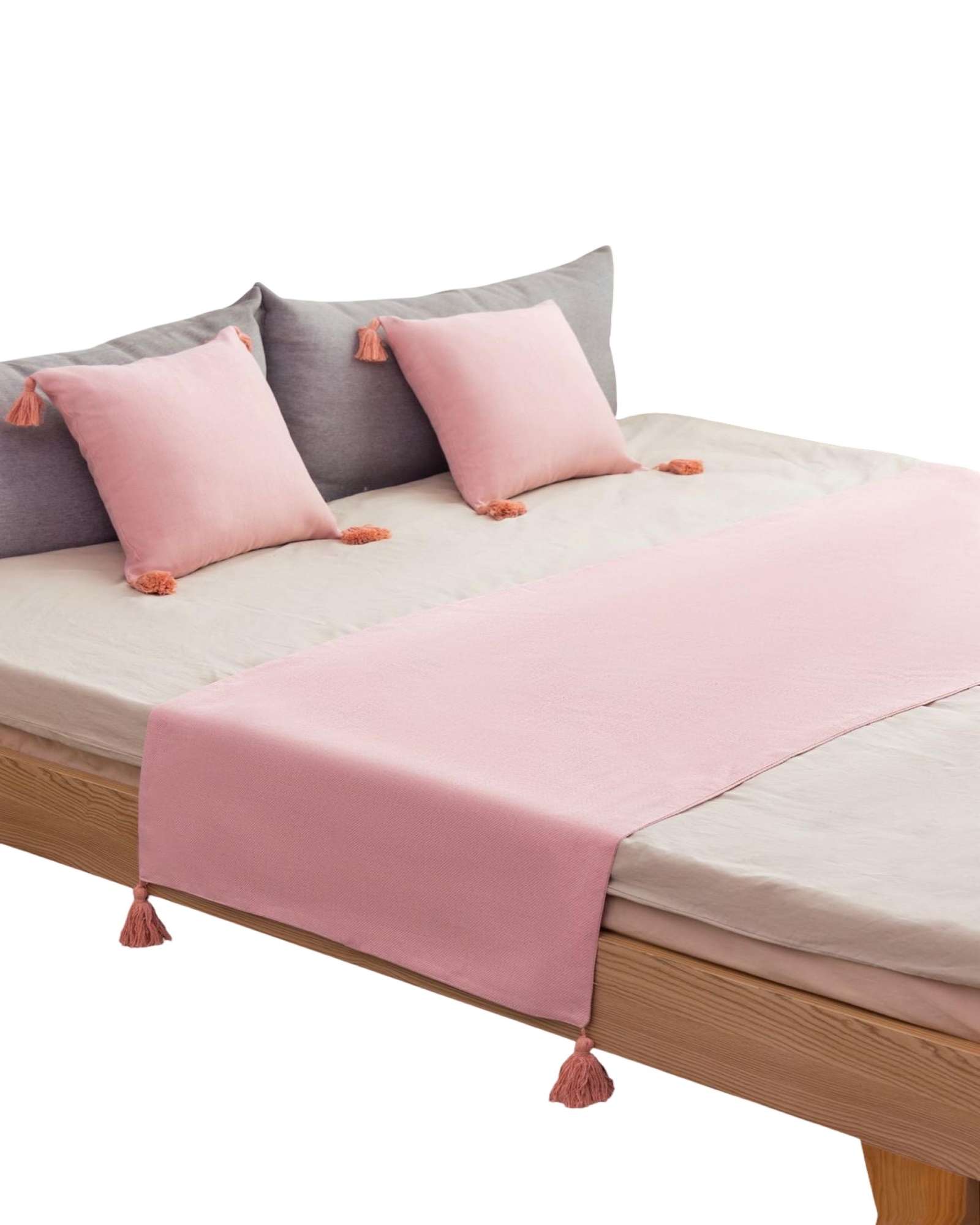 PIECERA SIN FUNDAS CON POMPONES ROSA - 1