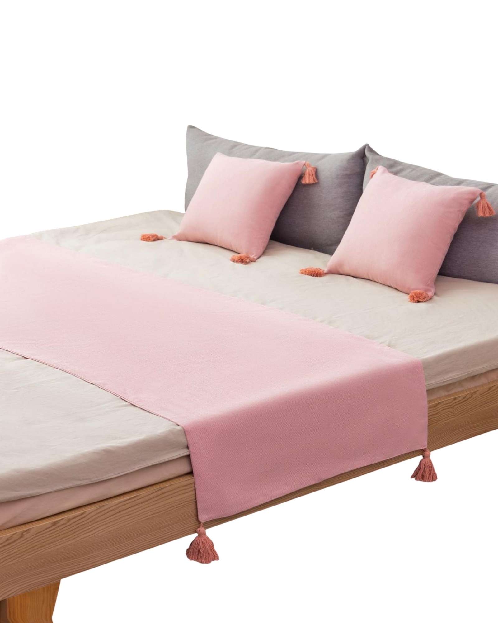 PIECERA SIN FUNDAS CON POMPONES ROSA - 3