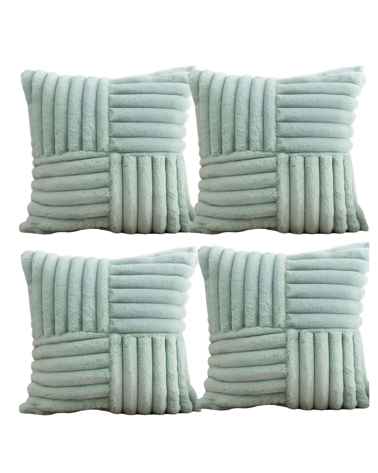 PACK DE 4 FUNDAS PELUDA EMPALMADA CELESTE - 2
