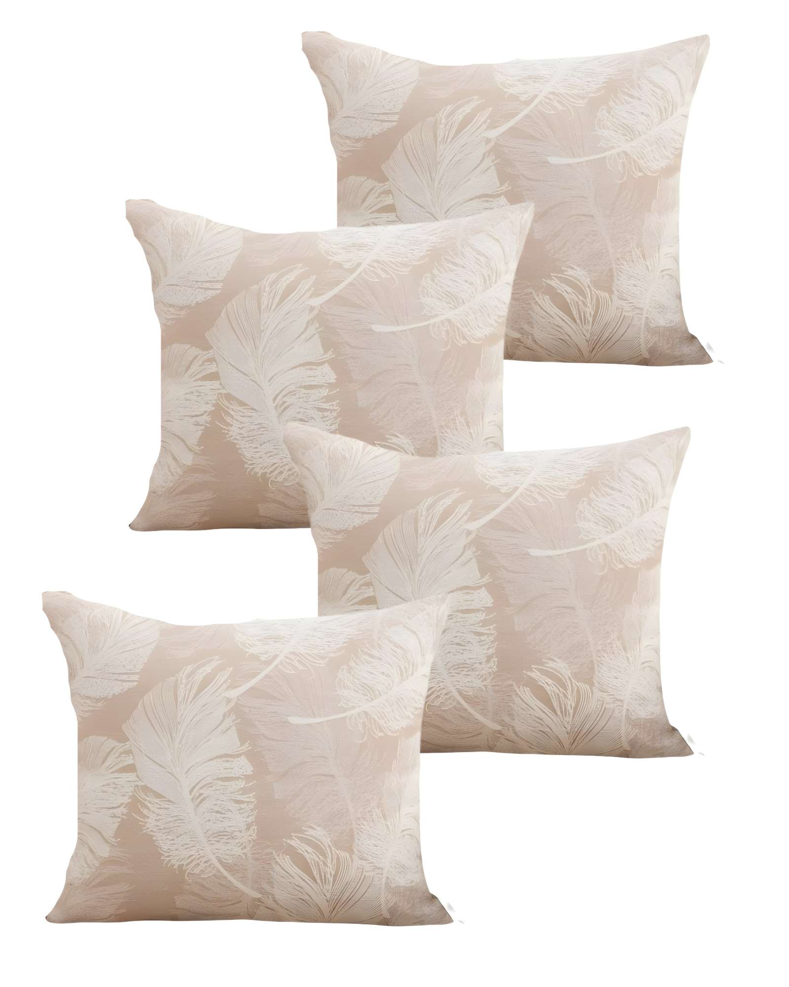 PACK DE 4 FUNDAS DE COJIN DE HOJAS BEIGE - 2