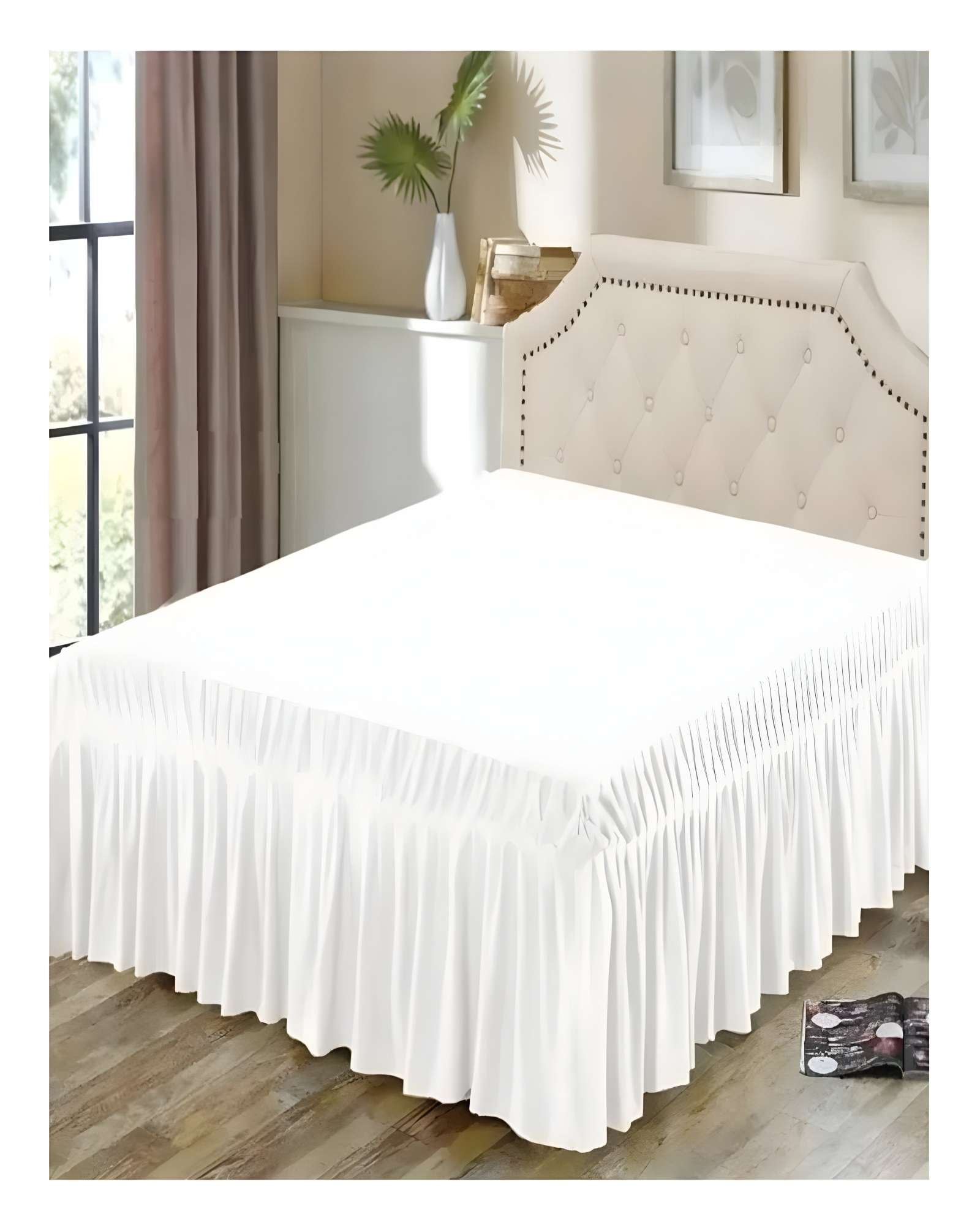 FALDON DE CAMA SIN FUNDA 2 PLAZAS EN COLOR BLANCO - 3