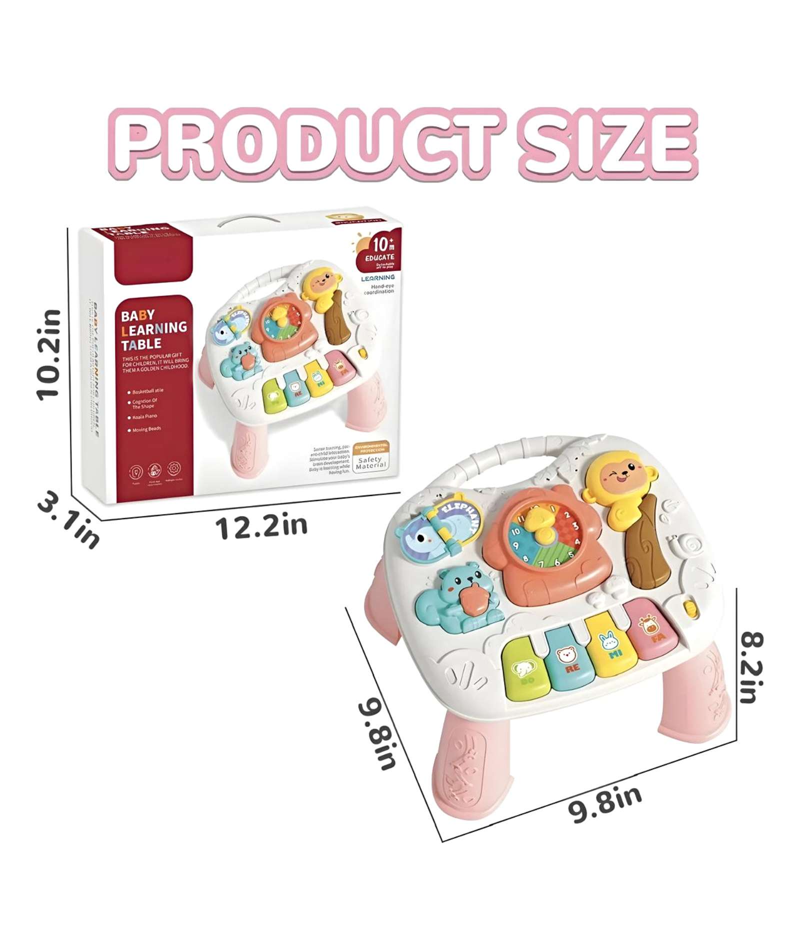 MESA MULTISENSORIAL JUEGOS BEBÉS CON LUZ Y SONIDO ROSA - 2