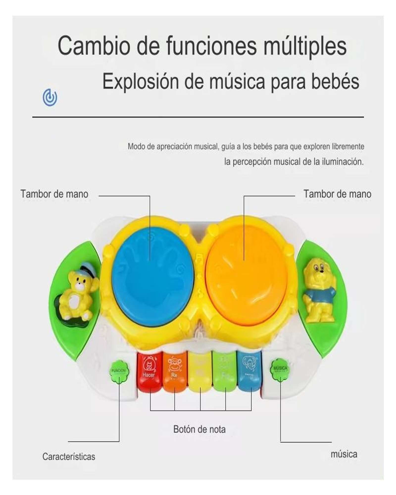 PIANO INTERACTIVO MUSICAL CON LUZ Y SONIDO - 6