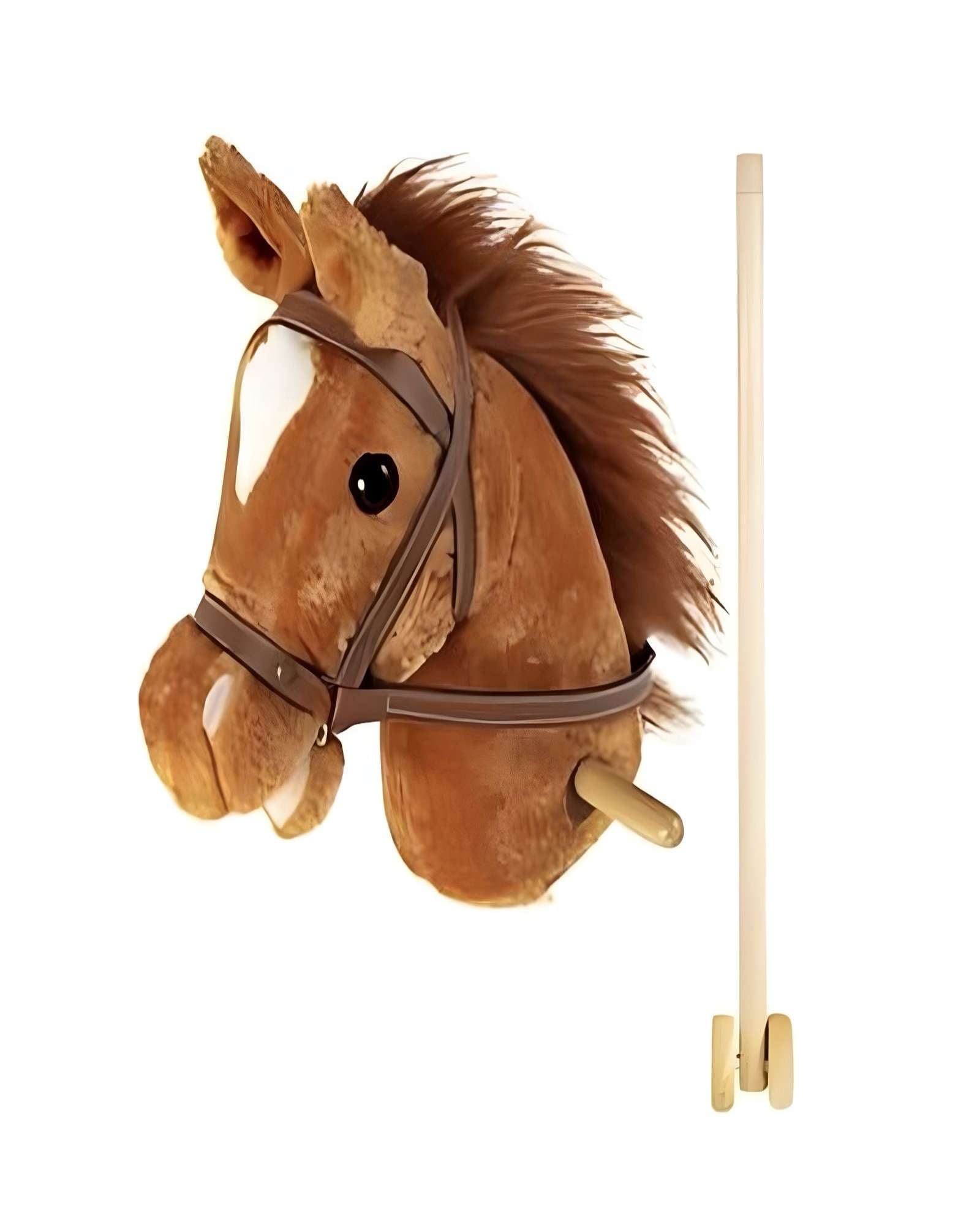 CABALLO BASTÓN DE MADERA CON SONIDO EN COLOR CAFE - 1