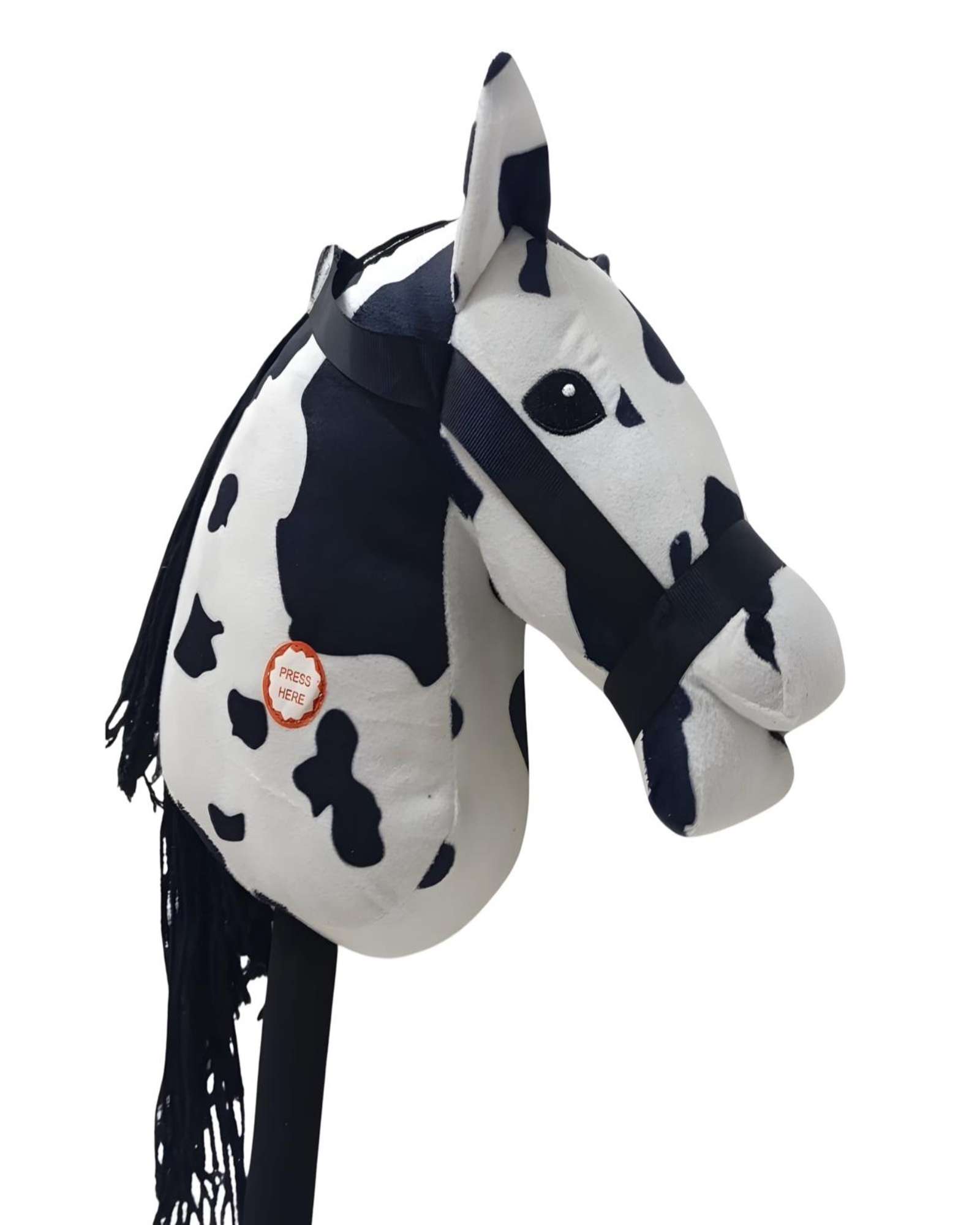 CABALLO DE MADERA CON SONIDO EN COLOR BLANCO CON MANCHAS - 2
