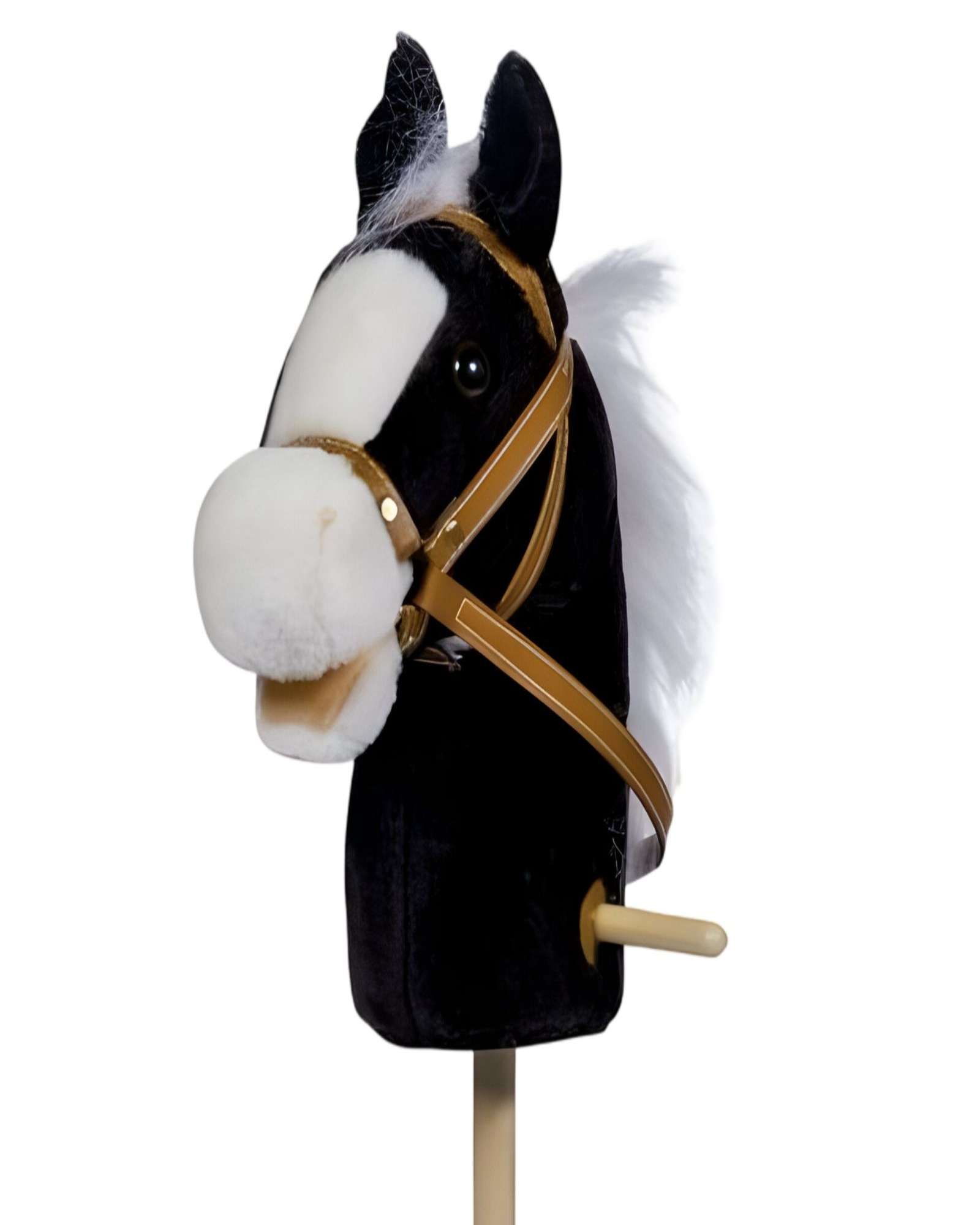 CABALLO BASTÓN DE MADERA CON SONIDO EN COLOR NEGRO - 2
