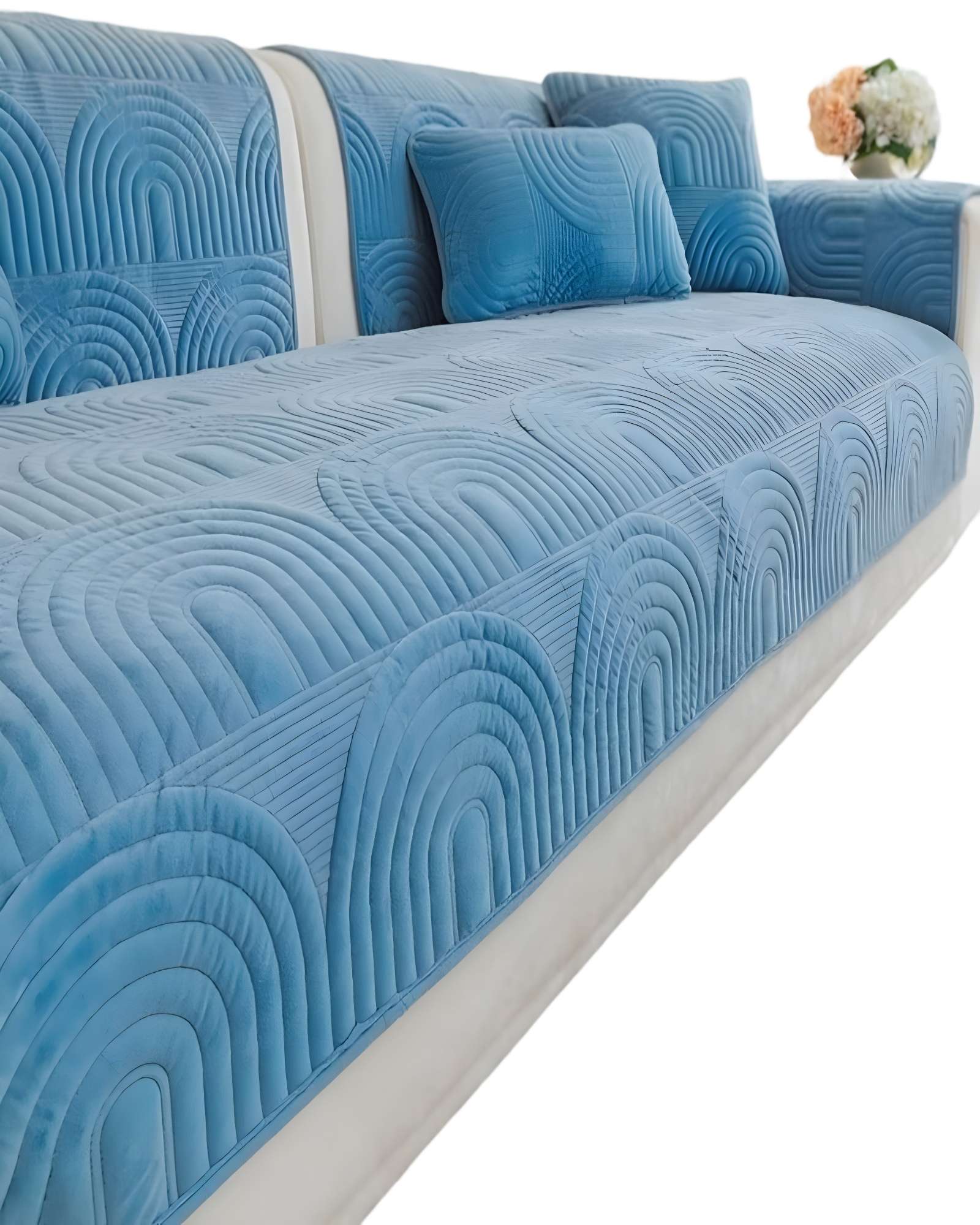 PACK DE 5 FUNDAS PARA SOFA CON DISEÑO CELESTE - 2