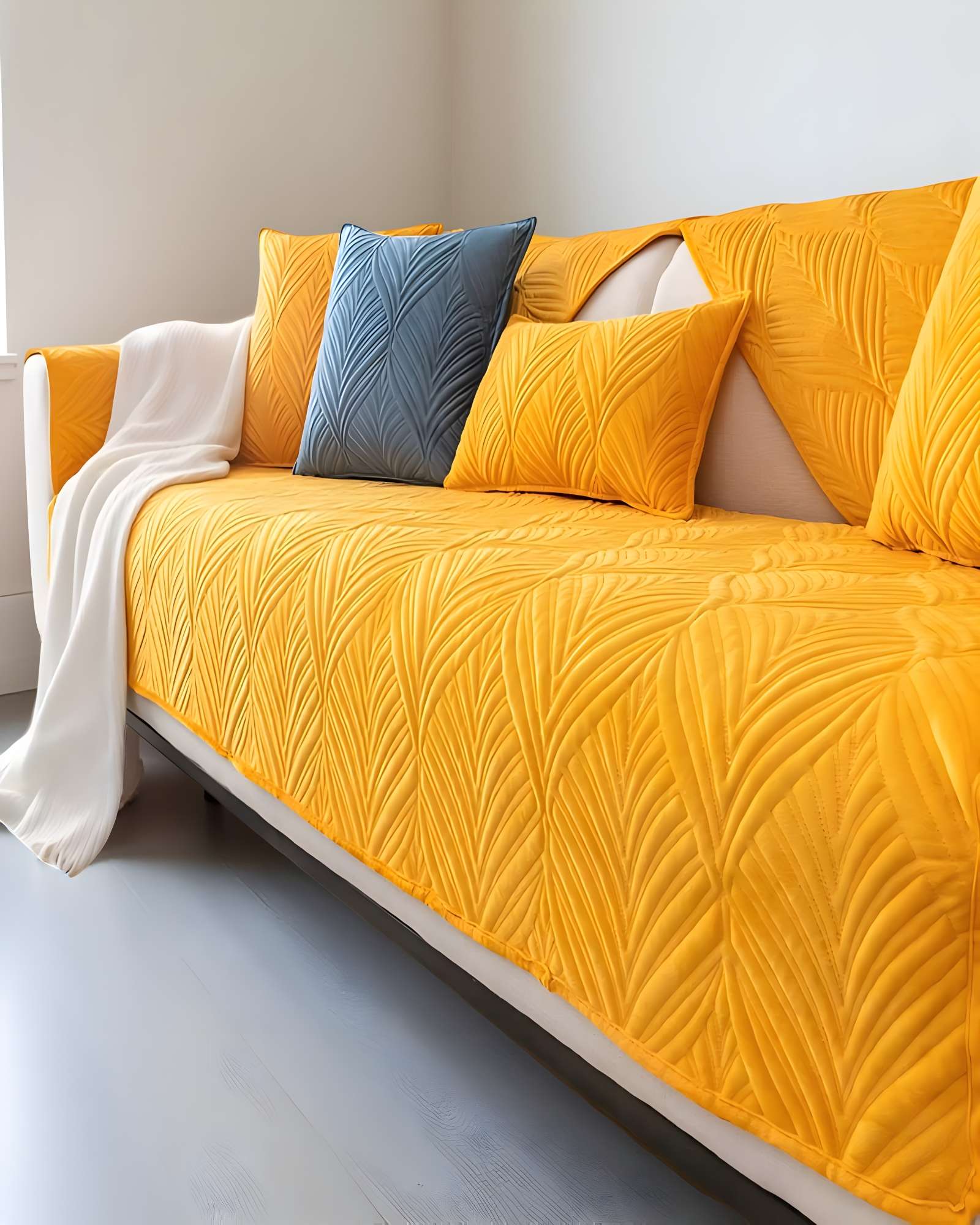 PACK DE 5 FUNDAS PARA SOFA CON DISEÑO AMARILLO - 3