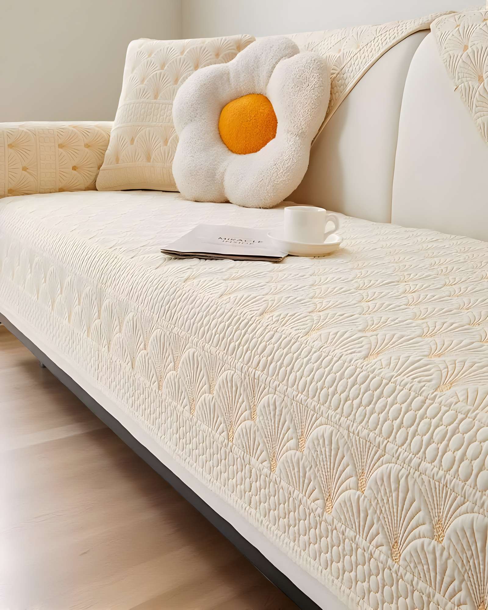PACK DE 5 FUNDAS PARA SOFA CON DISEÑO BLANCO - 3