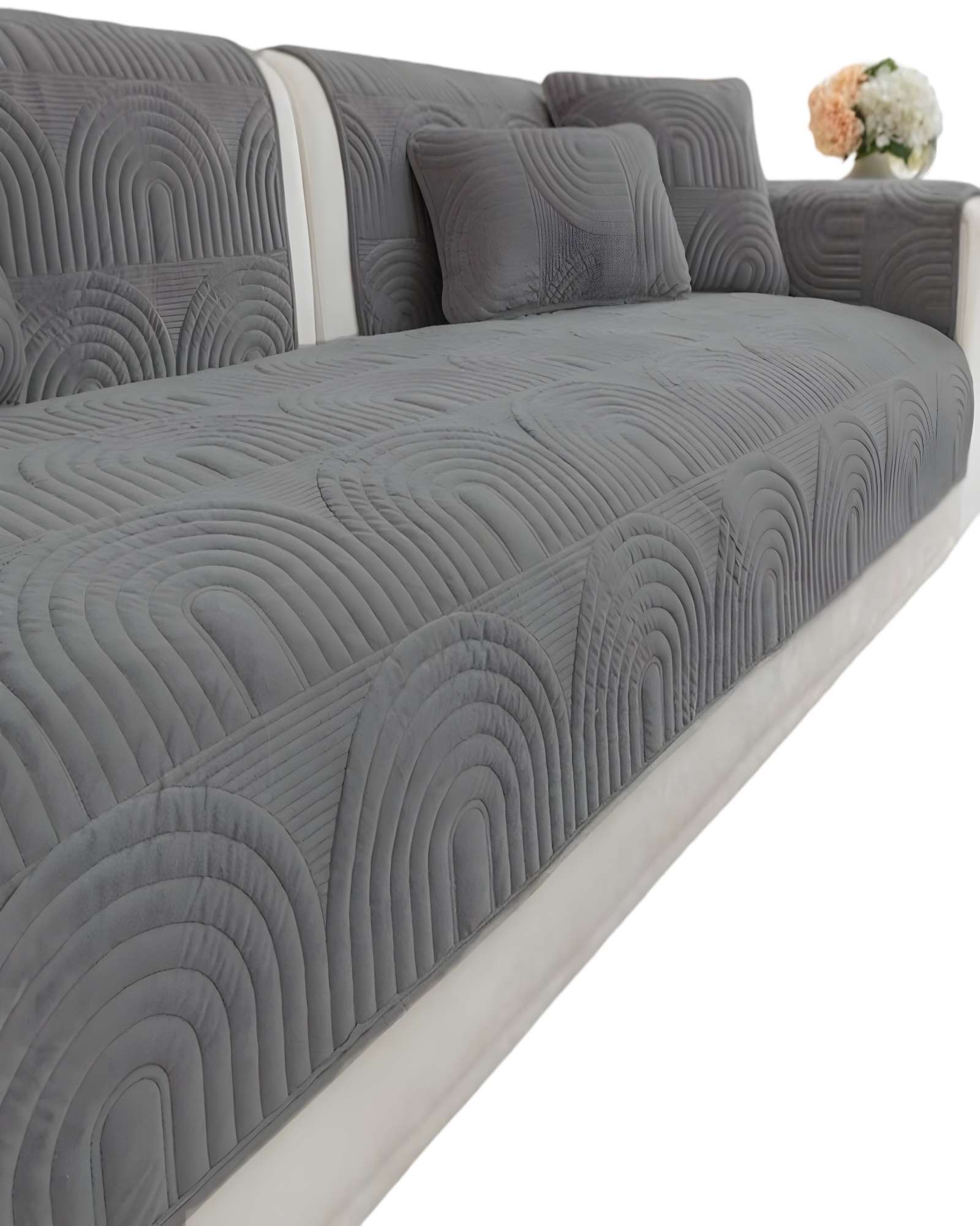 PACK DE 5 FUNDAS PARA SOFA CON DISEÑO GRIS - 2