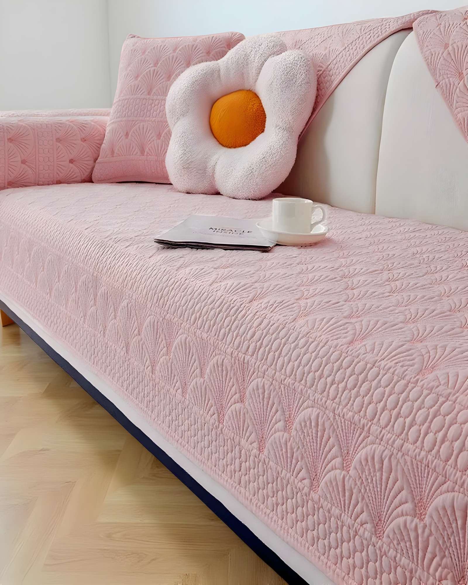 PACK DE 5 FUNDAS PARA SOFA CON DISEÑO ROSA - 3