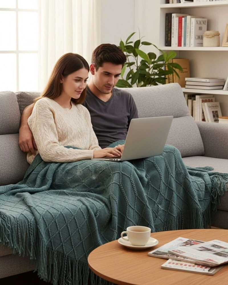 MANTAS TEJIDAS LUJOSAS PARA DECORAR TU SOFA - 4