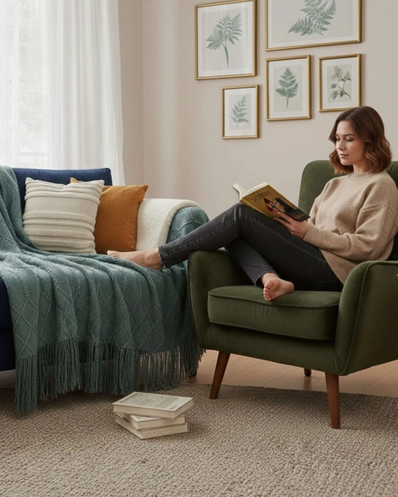 MANTAS TEJIDAS LUJOSAS PARA DECORAR TU SOFA - 5