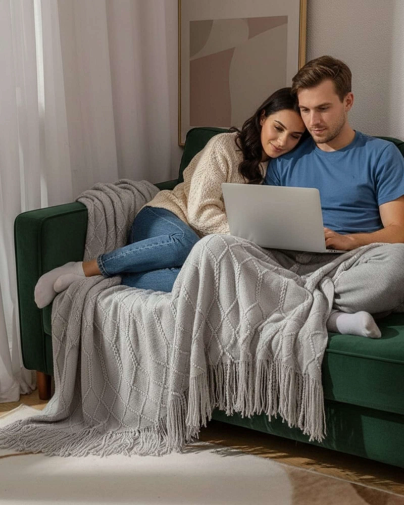 MANTAS TEJIDAS LUJOSAS PARA DECORAR TU SOFA - 5