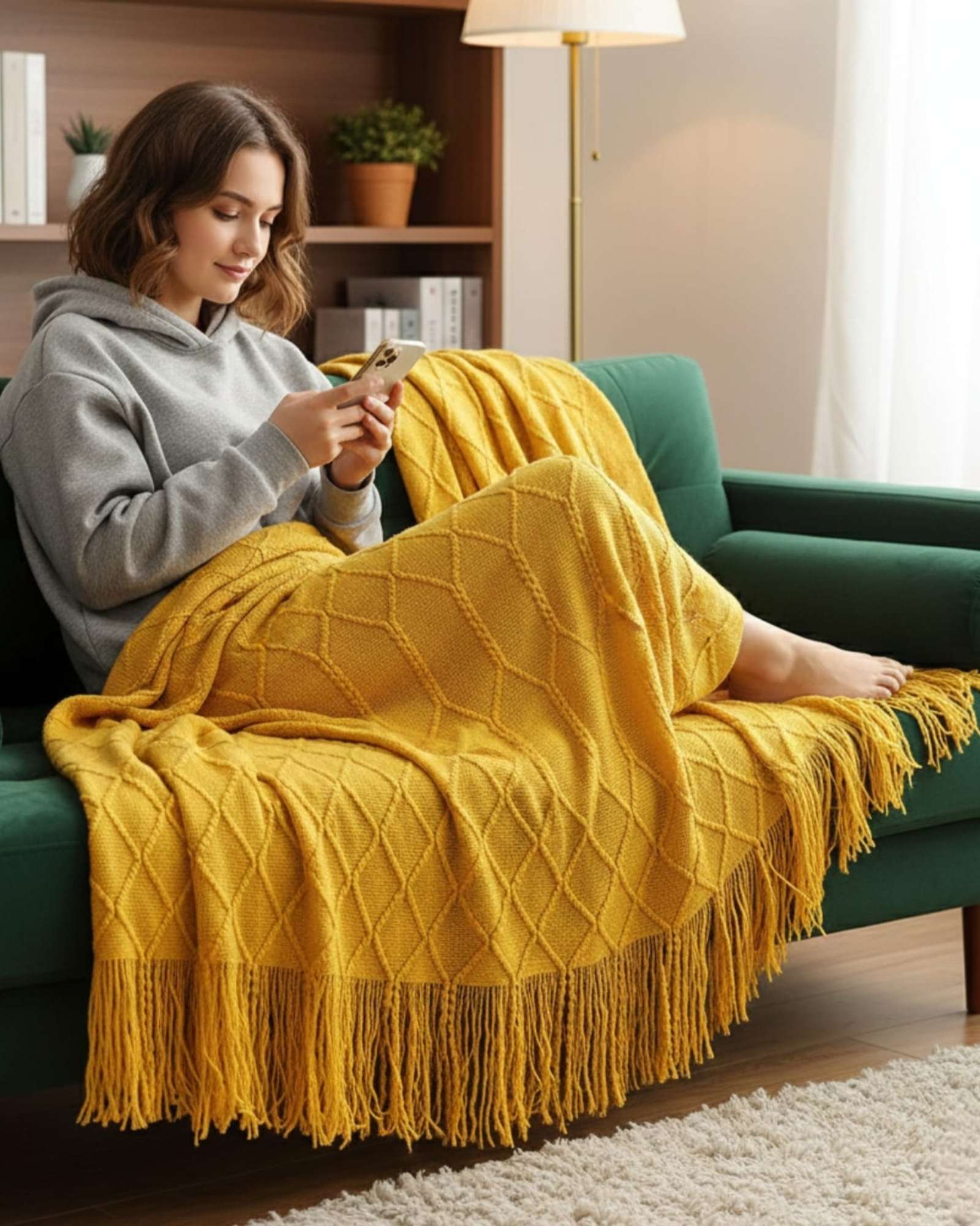 MANTAS TEJIDAS LUJOSAS PARA DECORAR TU SOFA - 4