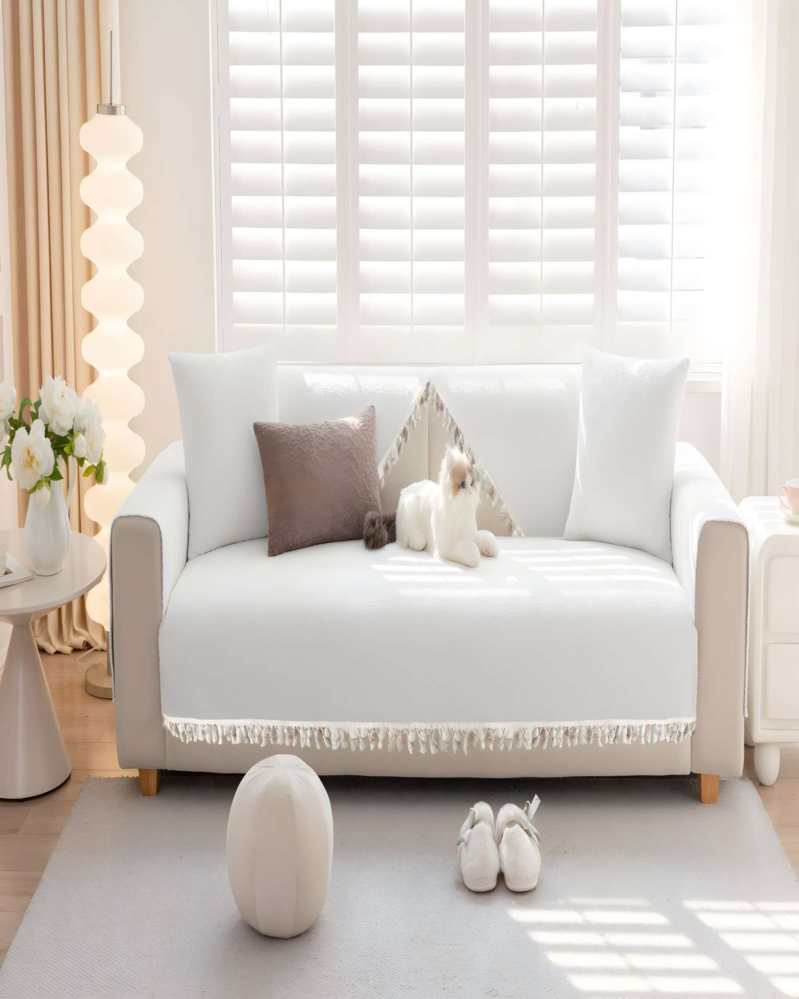 PACK DE 5 FUNDAS DE SILLON CON FLECOS BLANCO - 3