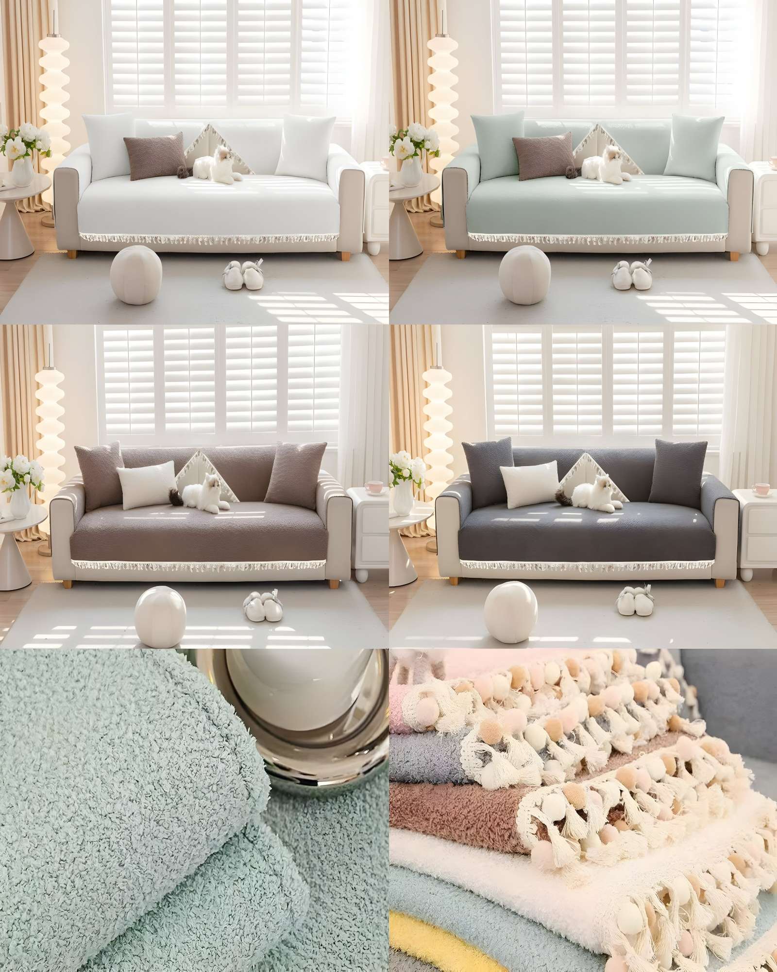 PACK DE 5 FUNDAS DE SILLON CON FLECOS BLANCO - 6