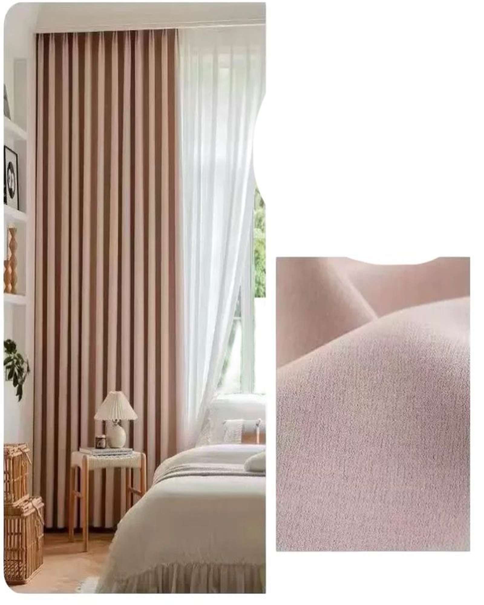 CORTINA LIVING DORMITORIO CON ARGOLLA ROSA - 3