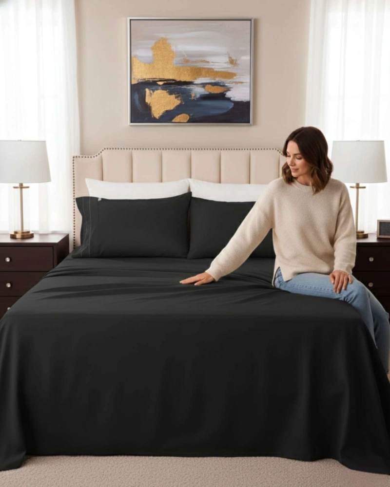 SABANAS 2 PLAZAS 500 HILOS DISEÑO LISO AJUSTE PERFECTO - 1